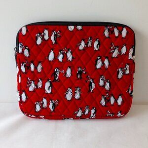 Vera Bradley Playful Penguins Tablet Case Red Quilted Cotton NWOT
